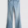Flared-jeans i bomullsdenim med medelhög midja