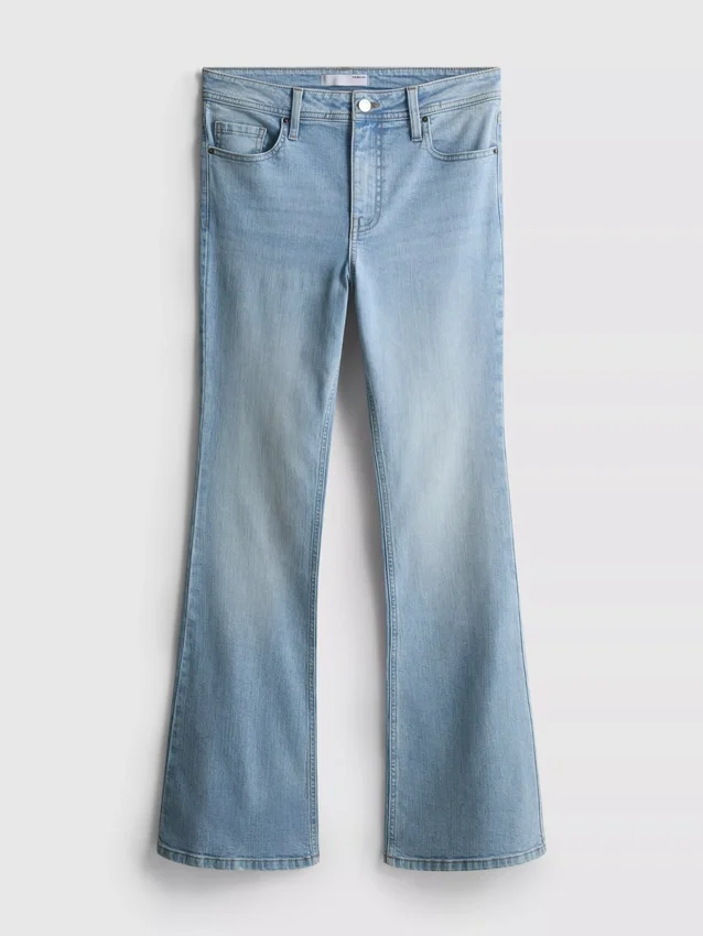 Flared-jeans i bomullsdenim med medelhög midja