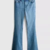 Flared-jeans i bomullsdenim med medelhög midja