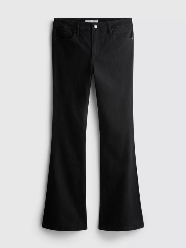 Flared-jeans i bomullsdenim med medelhög midja