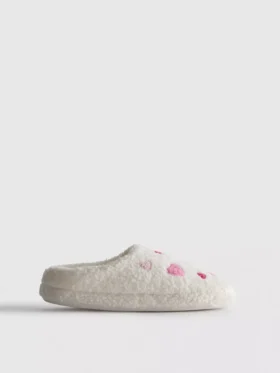 Fleece-tofflor med hjärtmönster