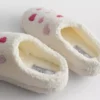 Fleece-tofflor med hjärtmönster