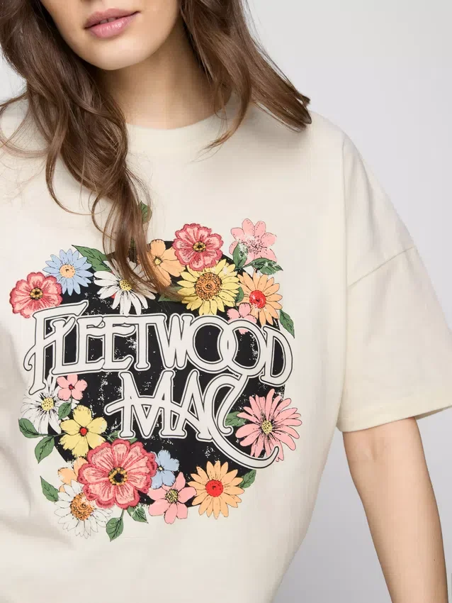 Fleetwood Mac – avslappnad bomullströja med tryck