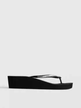 Flip-flops med strass och kilklack