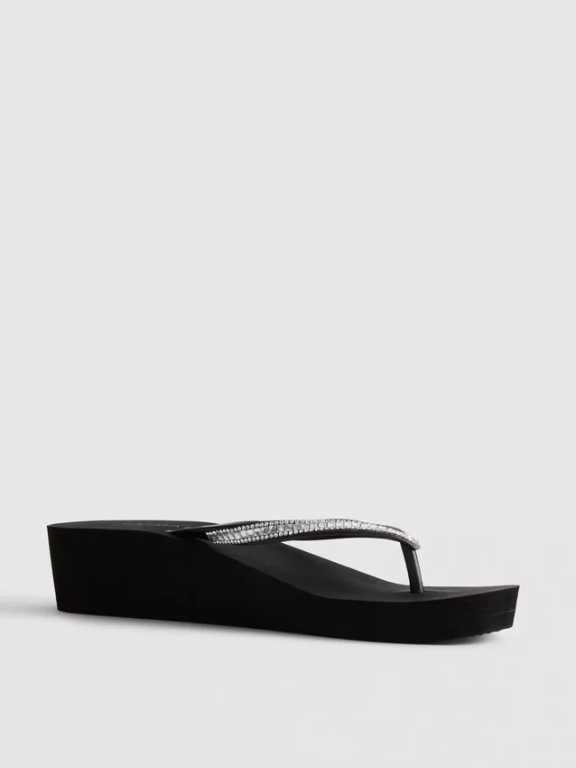 Flip-flops med strass och kilklack
