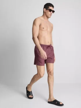 Geometriska badshorts med dragsko