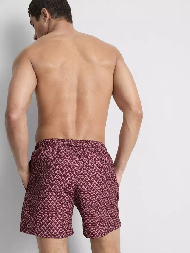 Geometriska badshorts med dragsko