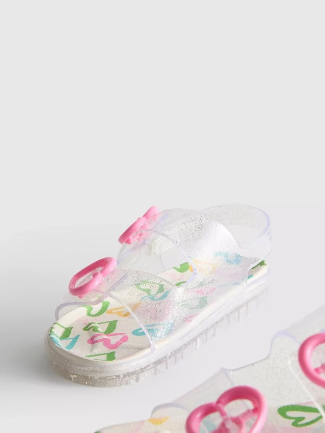 Glitter-jelly-sandaler med dubbla spännen och hälrem