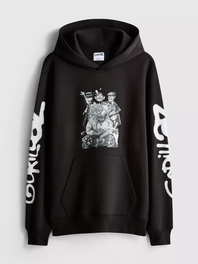 Gorillaz-hoodie med tryck