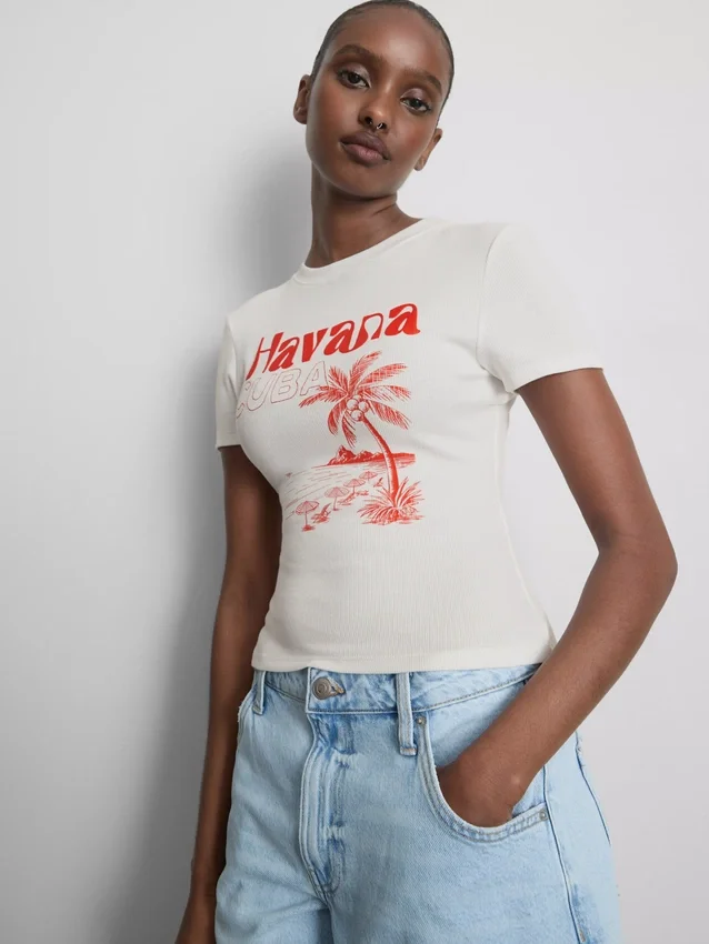 Grafisk baby-T-shirt i bomullsrik kvalitet i färgen Havana