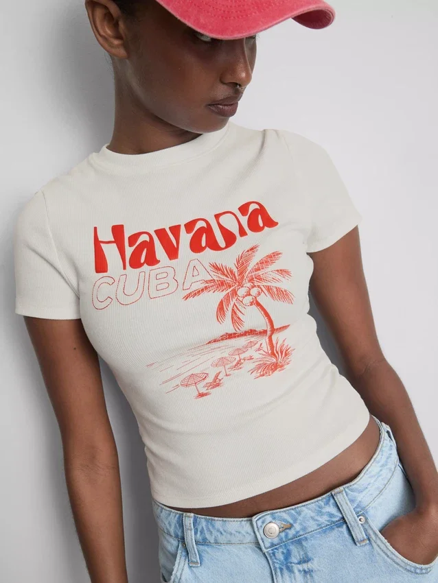 Grafisk baby-T-shirt i bomullsrik kvalitet i färgen Havana