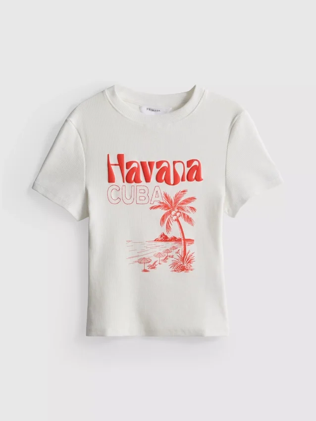 Grafisk baby-T-shirt i bomullsrik kvalitet i färgen Havana