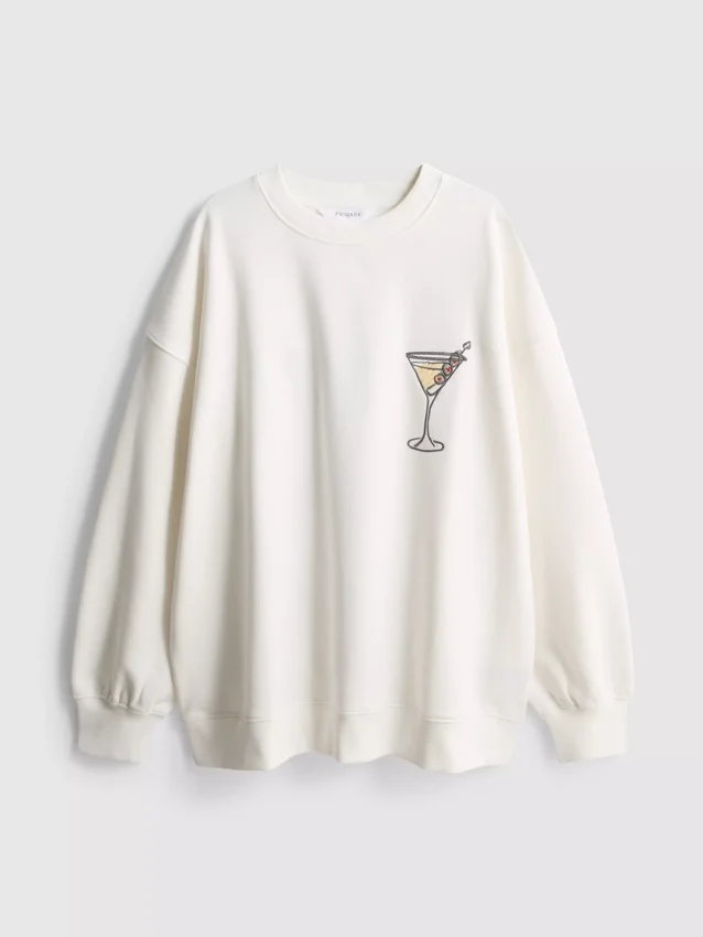 Grafisk martini-tröja med hög bomullsandel
