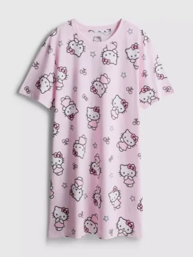 Hello Kitty-nattlinne i bomull med tryck
