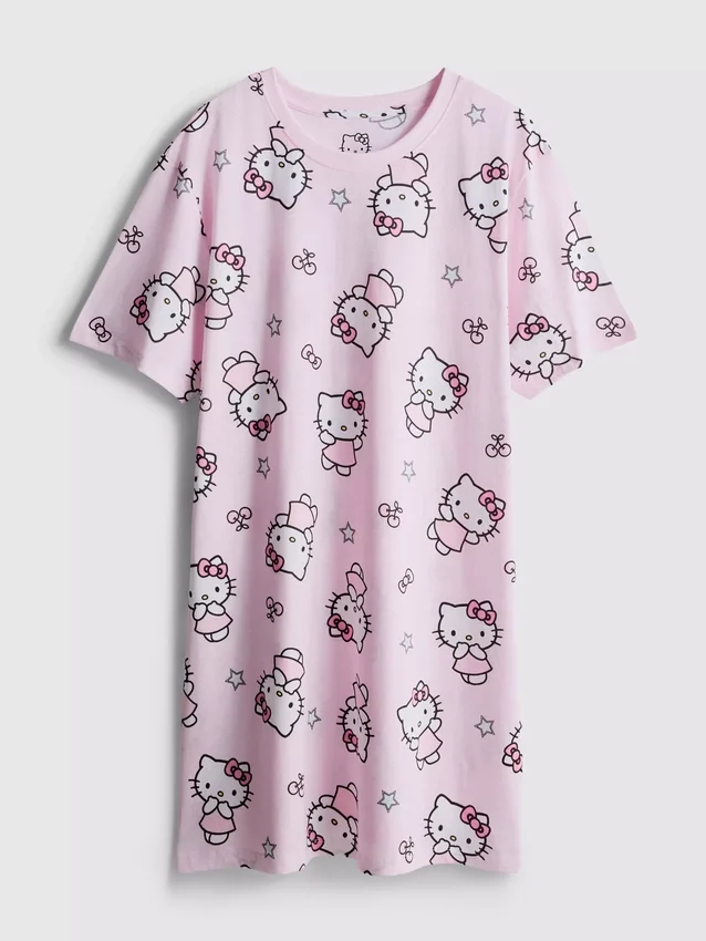 Hello Kitty-nattlinne i bomull med tryck