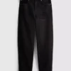 Högmidjade, avsmalnande jeans i bomullsdenim