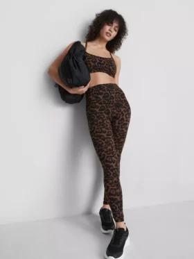Högmidjade leopardmönstrade träningsleggings