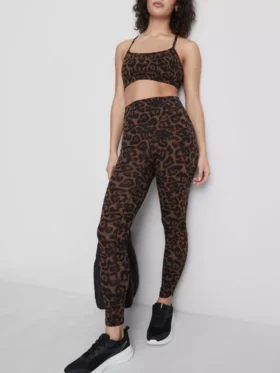 Högmidjade leopardmönstrade träningsleggings
