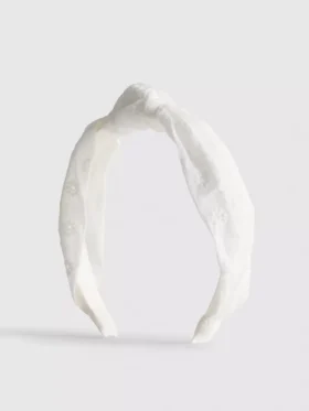 Hårband med broderie anglaise-knut