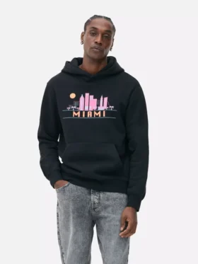Huvtröja med Miami-silhuett