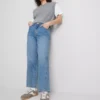 Jeans i bomullsdenim med avsmalnande raka ben