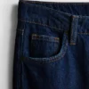 Jeans i bomullsdenim med medelhög midja och vida ben