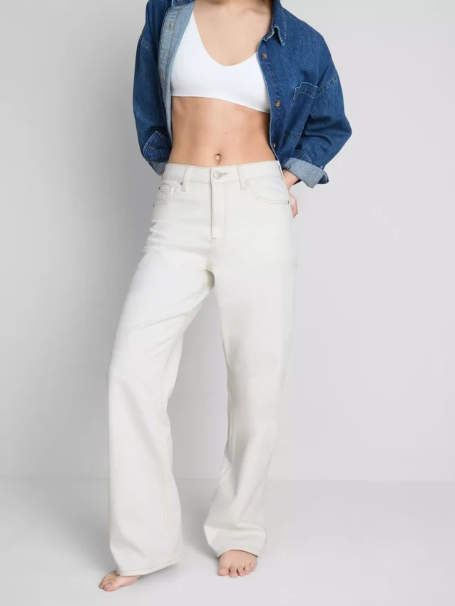 Jeans i bomullsdenim med raka ben