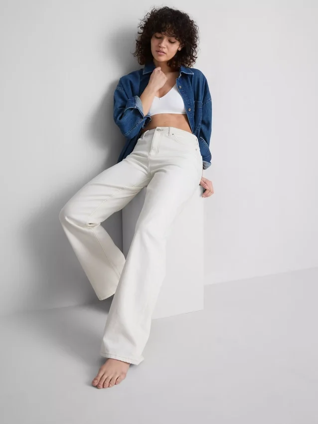Jeans i bomullsdenim med raka ben