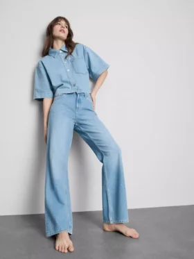 Jeans i bomullsdenim med raka ben