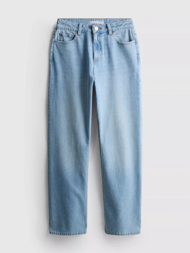 Jeans i bomullsdenim med raka ben