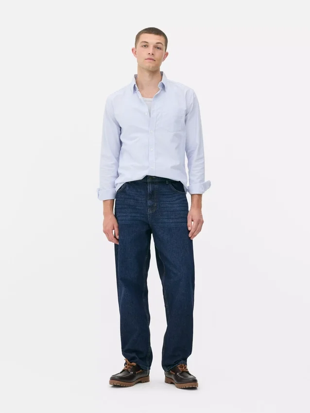 Jeans med hög midja och avslappnad passform