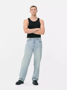 Jeans med hög midja och avslappnad passform