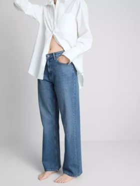 Jeans med hög midja och raka ben