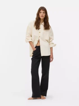 Jeans med hög midja och raka ben