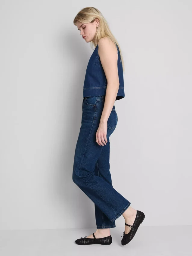 Jeans med hög midja och raka ben