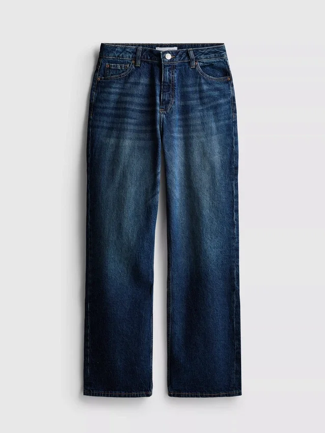 Jeans med hög midja och raka ben