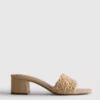 Klackskor med blockklack i raffia
