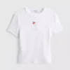 Kort baby-T-shirt med pärlbroderi i bomullsrik kvalitet