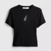 Kort baby-T-shirt med pärlbroderi i bomullsrik kvalitet