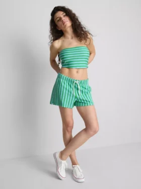 Kort bandeau-top i bomullsrik material med ränder