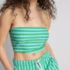 Kort bandeau-top i bomullsrik material med ränder