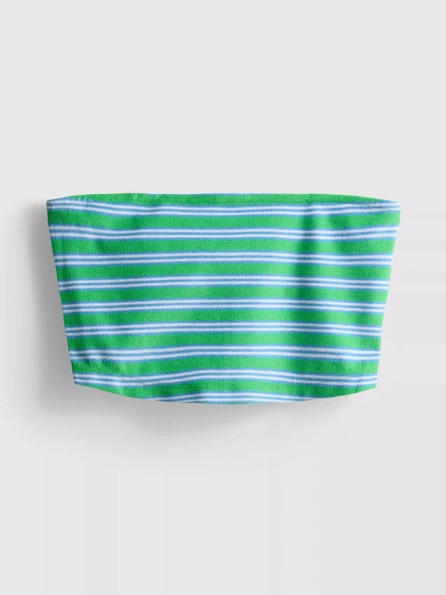 Kort bandeau-top i bomullsrik material med ränder