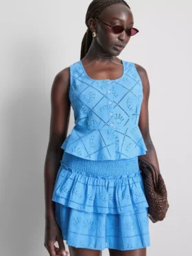 Kort cropped-top i bomull med utskärningar