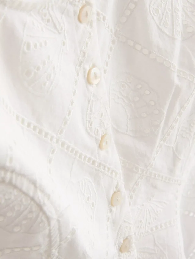 Kort cropped-top i bomull med utskärningar