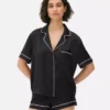 Kort pyjamasar i satin i boyfriend-stil