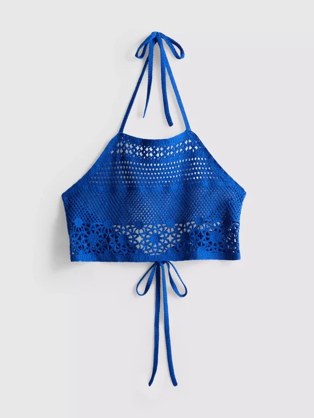 Kort virkad halterneck-top