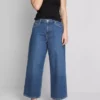 Korta jeans i denim med vida ben