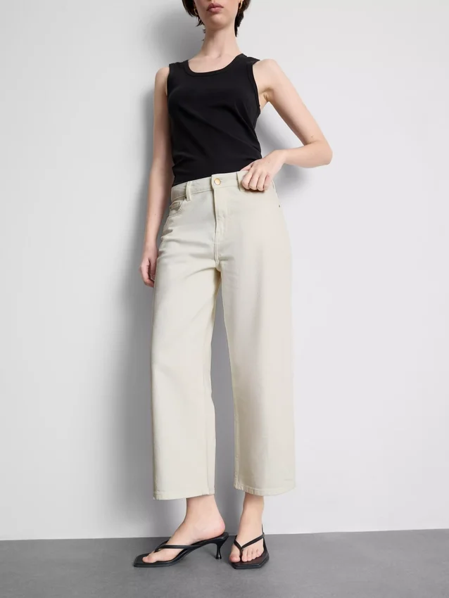 Korta jeans i denim med vida ben