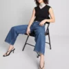 Korta jeans i denim med vida ben