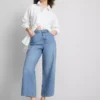 Korta jeans i denim med vida ben